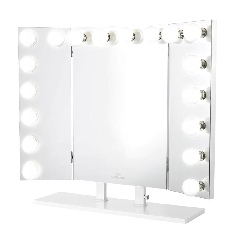Miroir de maquillage lumineux Trifecta Pro, miroir de coiffeuse, miroir de table rectangulaire, Argent