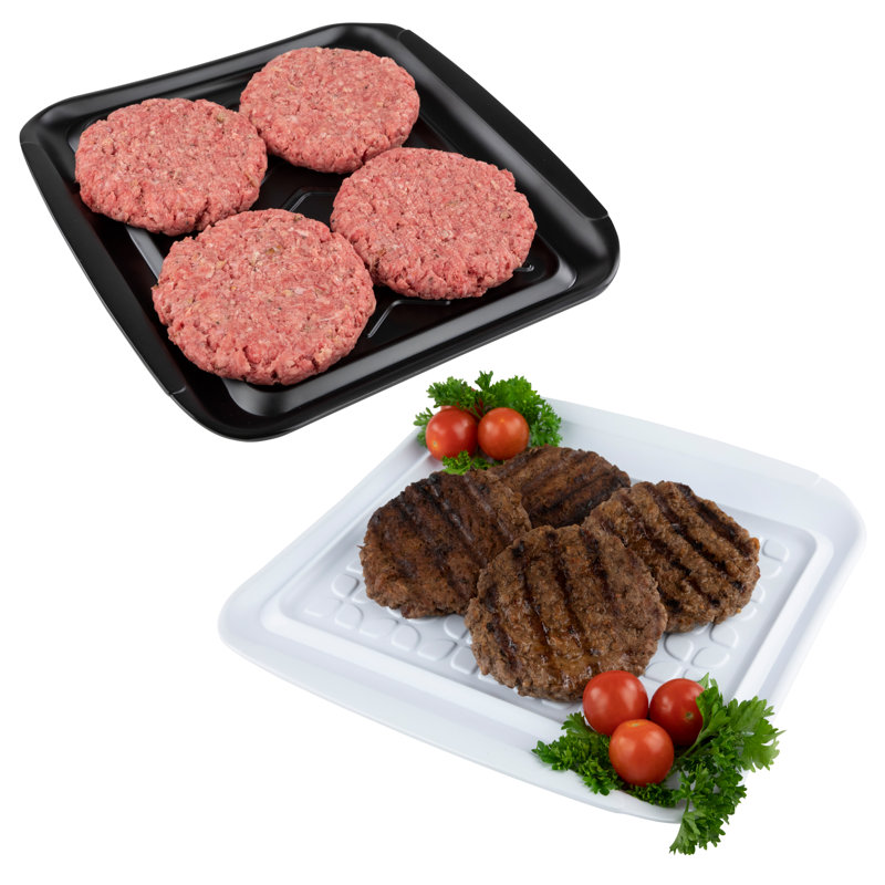 Marinade et plateaux pour barbecue Tovolo, L 10,50 po x L 10,50 po x H 1 po, Noir / blanc