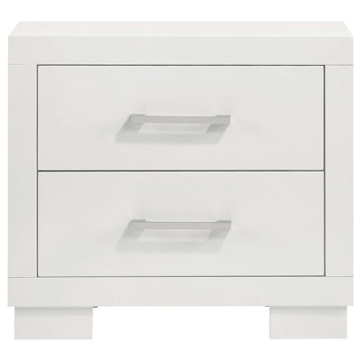 2-Drawer Rectangular Nightstand With Bar Handle Pulls