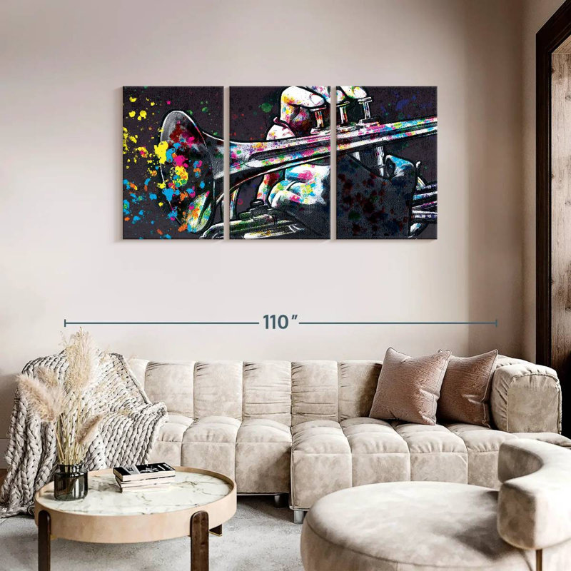 Trompette Splash of Color, reproduction d'art sur toile, H 39 po x l 80 po x P 1,25 po