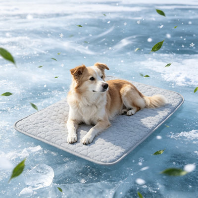 Pet Breathable Ice Pad 11.8x15.7in Non-Slip Washable Summer Cooling Mat For Dogs Cats, A