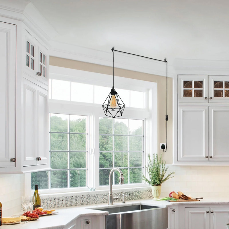 Peggie 1-Light Gold Geometric Pendant Light – Modern Ceiling Hanging Fixture by Fairmont Park, Black