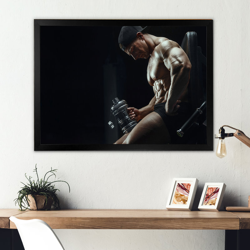 Cambell - salon d'art aérobique et de musculation_106249, H 24 po x l 32 po x P 1 po, Impression noire sur toile encadrée