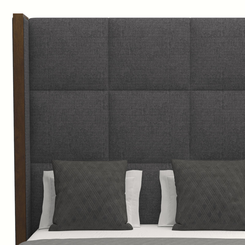 Lit tapissier capitonné standard Dipson, Revolution® gris anthracite, Très grand (haut)