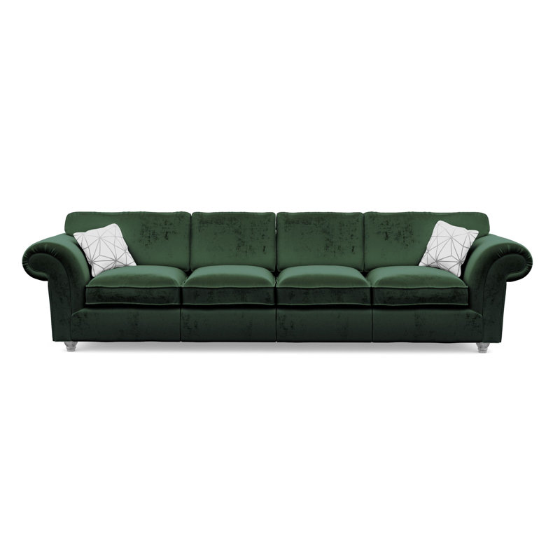 Windsor 4 Seater Velvet Sofa, Silver, Bottle Green
