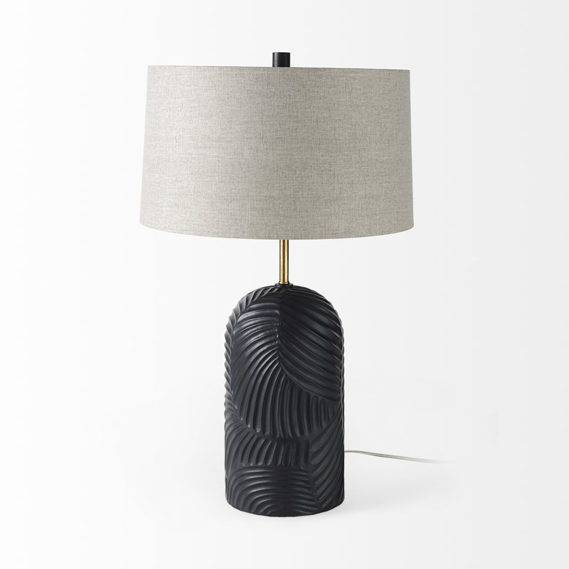 Lampe de table en résine Vernal, Beige, Bleu marine