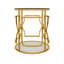 Table d'appoint ronde dorée de luxe 19,7 pouces avec tablettes de rangement-1324490650