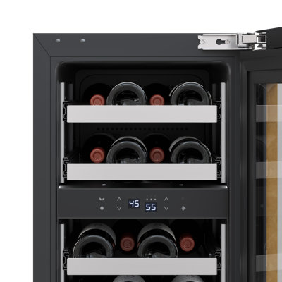 Cave à vin double zone sous comptoir Avallon A2 15" avec porte vitrée prête à recevoir un panneau