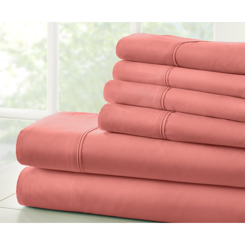 Ensemble de draps pour lit en microfibre brossée de 6 pièces Simply Soft, Ensemble de draps pour lit très grand californien