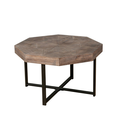 Wood Octagonal Vintage Patchwork Craft Farmhouse Coffee Table For Living Room