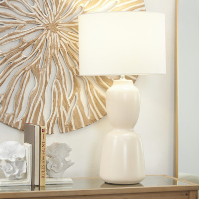 Ceramic Rounded Hourglass Cream Table Lamp