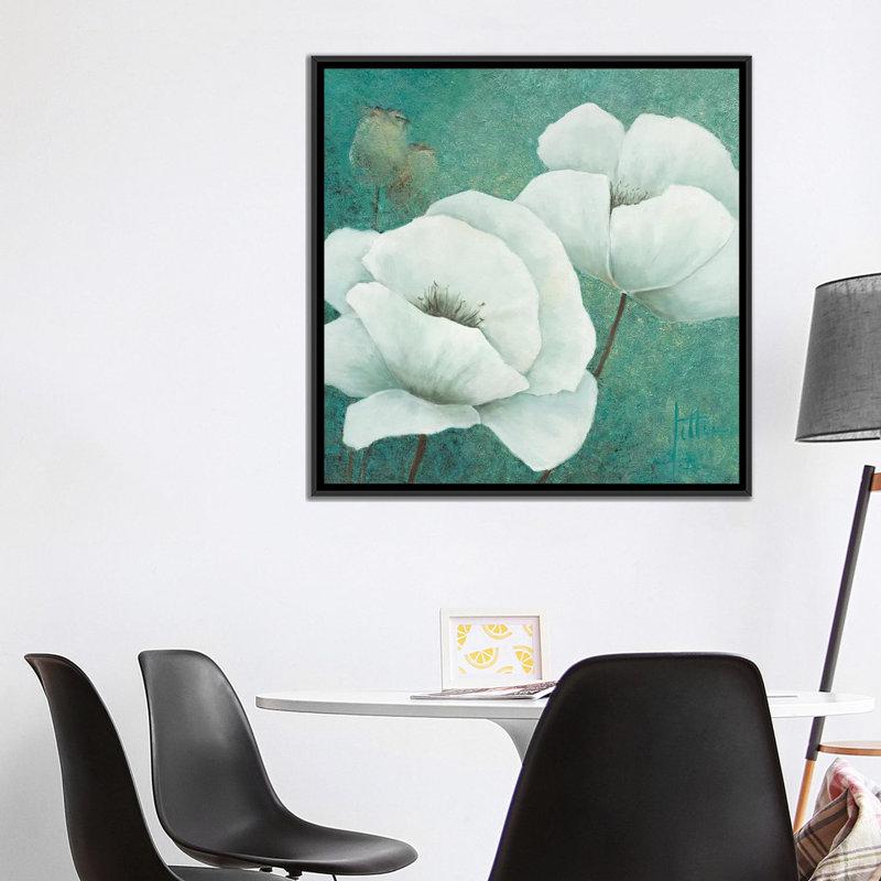 «Flora II», impression sur toile, H 18 po x l 18 po x P 1,5 po, Toile avec cadre noir, Pas de tapis