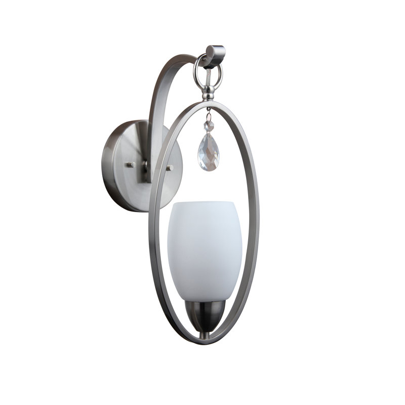 Berenice Glass Armed Sconce, Satin Nickel