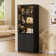 78.7" Tall Display Storage Cabinet with Glass Doors and LED Lights, Black