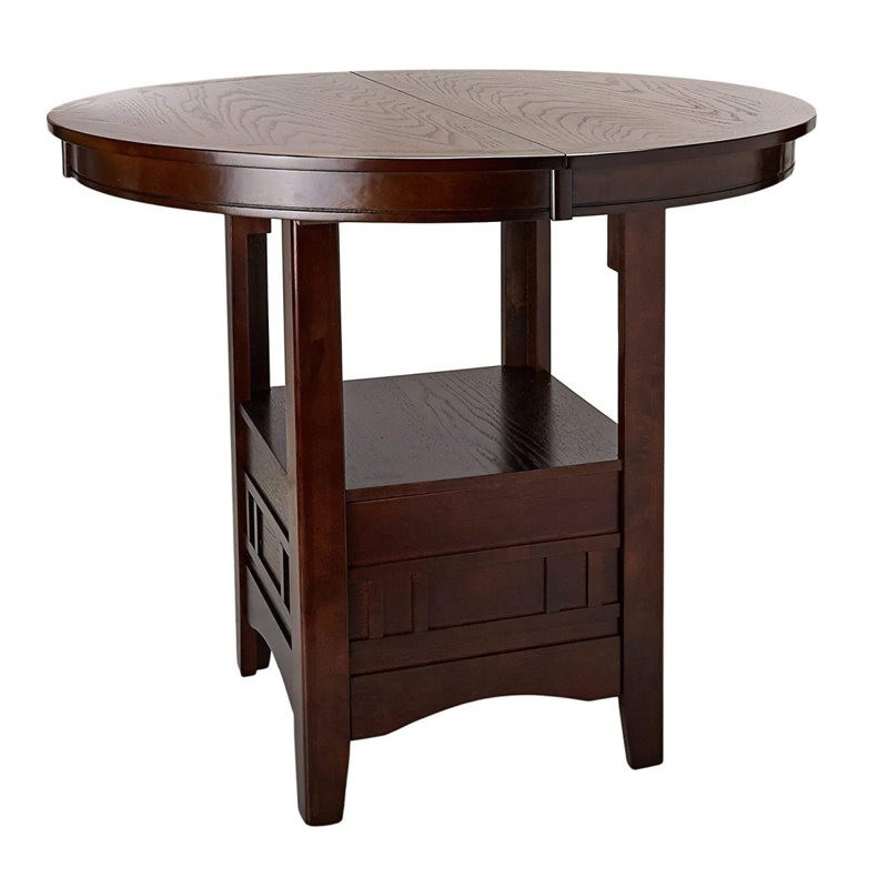 Table de salle à manger à hauteur de comptoir ronde, Brun