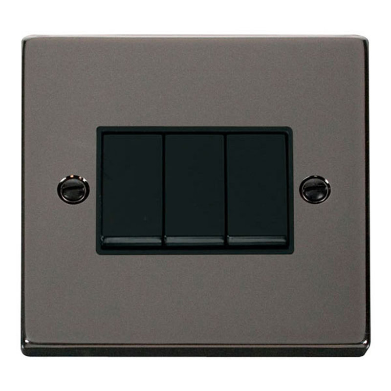 Black Nickel 10A 3 Gang 2 Way Light Switch