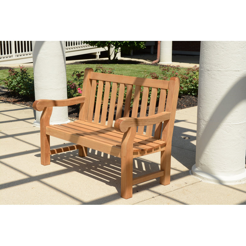 Theodore Teak Outdoor Commercial Bench, 38" H x 48" W x 28.25" D