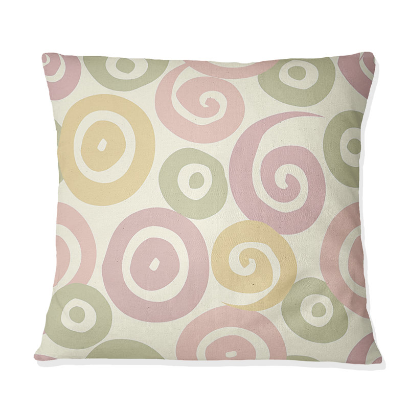 Coussin décoratif jaune et rose Boho Spirals I - Boho, H 18 po x l 18 po