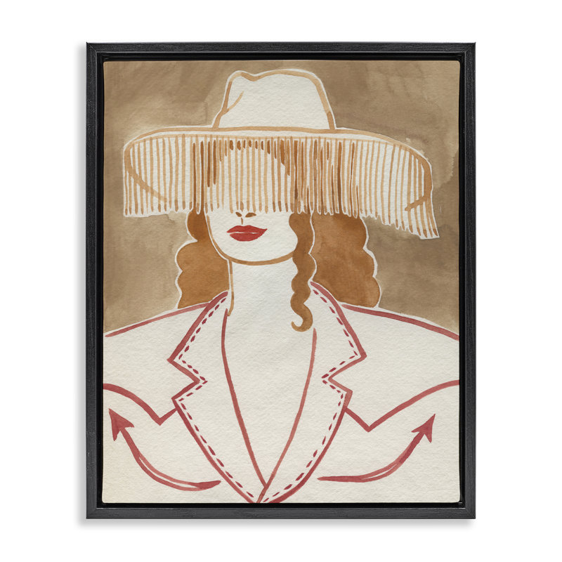 «Western Cowgirl Fashion», art mural encadré flottant par Grace Popp, H 31 po x l 25 po, Cadre flottant noir de jais