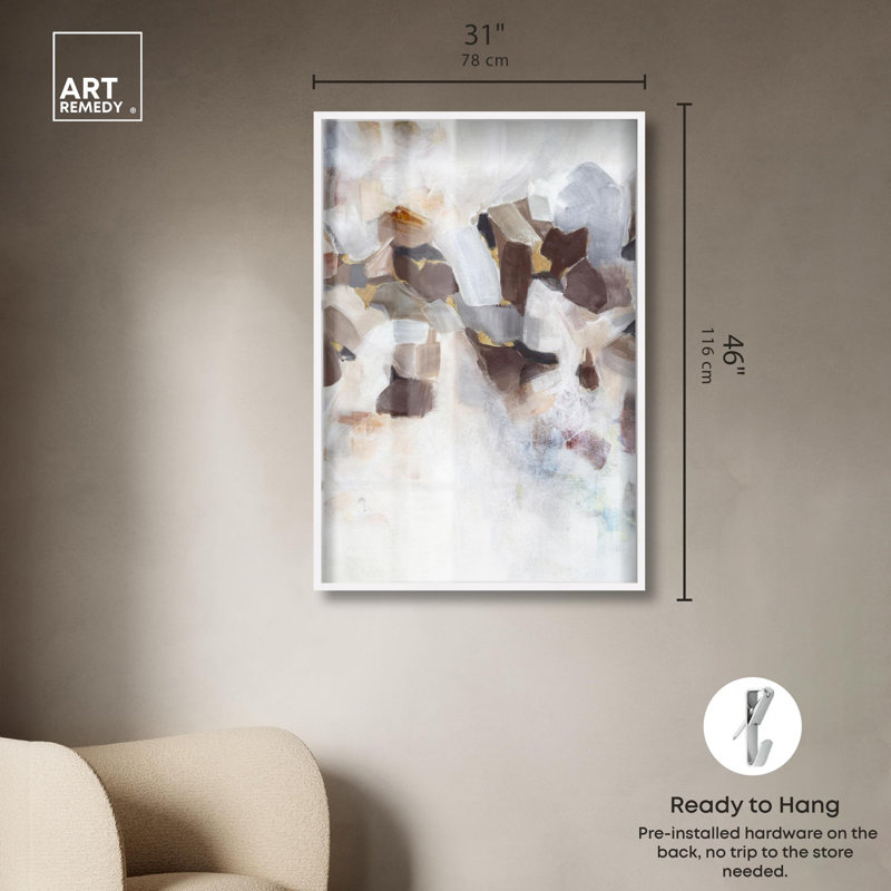 «Neutral Bliss Shadowbox» par Art Remedy, H 46 po x l 31 po, Blanc