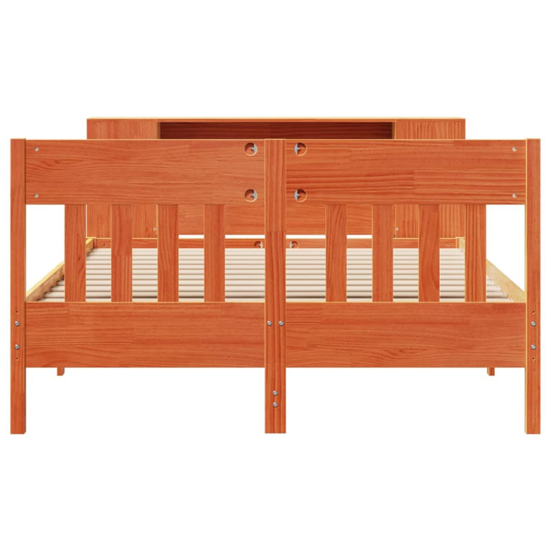 Monango Solid Wood Bed, 140 x 190 cm, Wax Brown