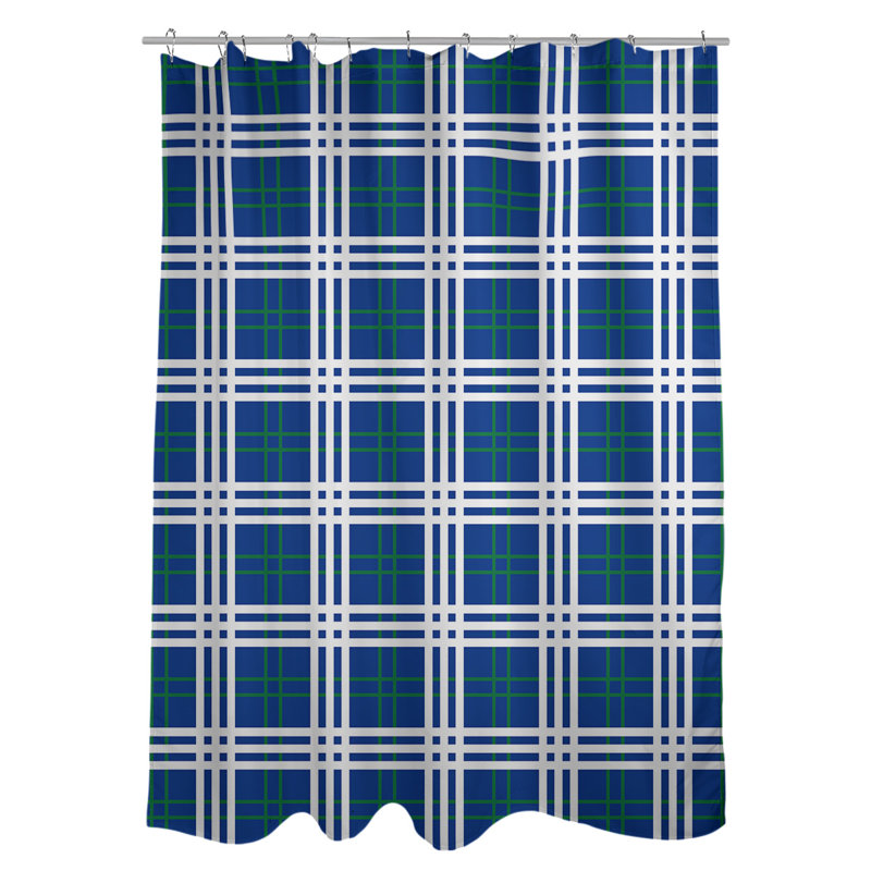 Plaid Shower Curtain Set, Bleu / vert / blanc