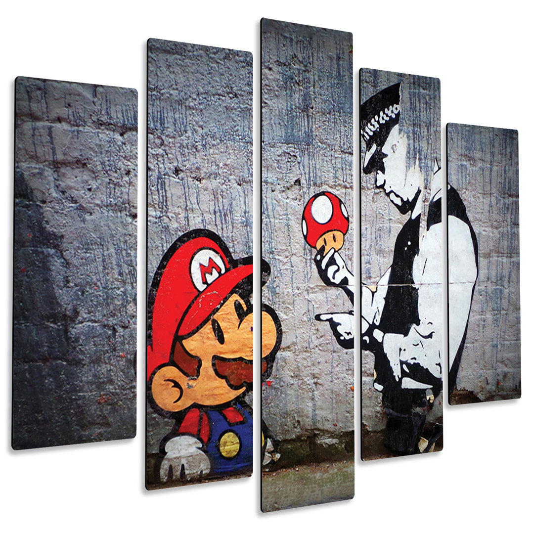 5-tlg. MDF-Bilder-Set Super Mario von Banksy