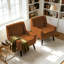 Fauteuil rembourré en velours orange avec dossier en bois massif Davey-623009445