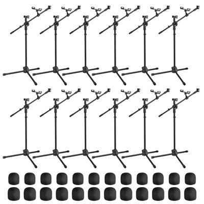 Yescom 12 Packs Microphone Boom Arm Stand Dual Mic Clips Adjustable Tripod Phone Holder