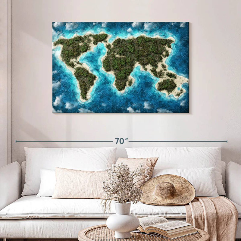 Aliaz Island World Map, 30" H x 45" W