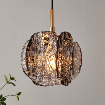 Luminaire suspendu 1 lumière en verre fumé avec hauteur réglable