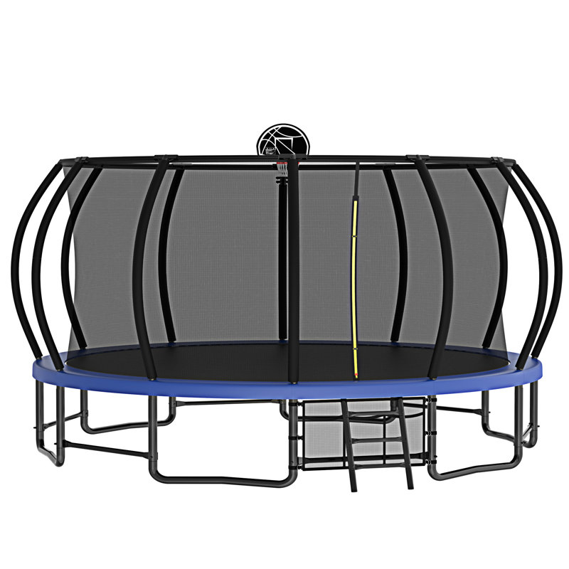 Blue 16 ft. Round Outdoor Trampoline with Enclosure Net