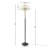 Textured Ceramic Floor Lamp with Fluted Fabric Shade White