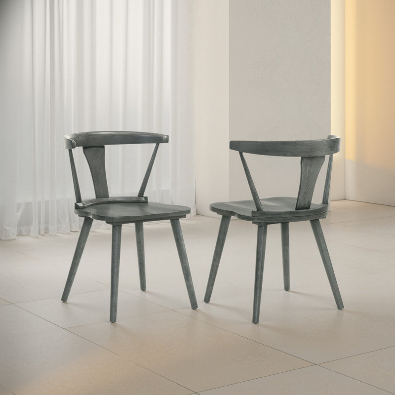 Chaises d'appoint en bois massif 2 pièces Farmhouse - Finition naturelle rustique, chaises de salle à manger sans souci, Gris