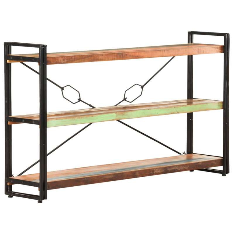Mayhill 80cm H Steel Etagere Bookcase, Rustic Brown, 80cm H x 140cm W x 30cm D