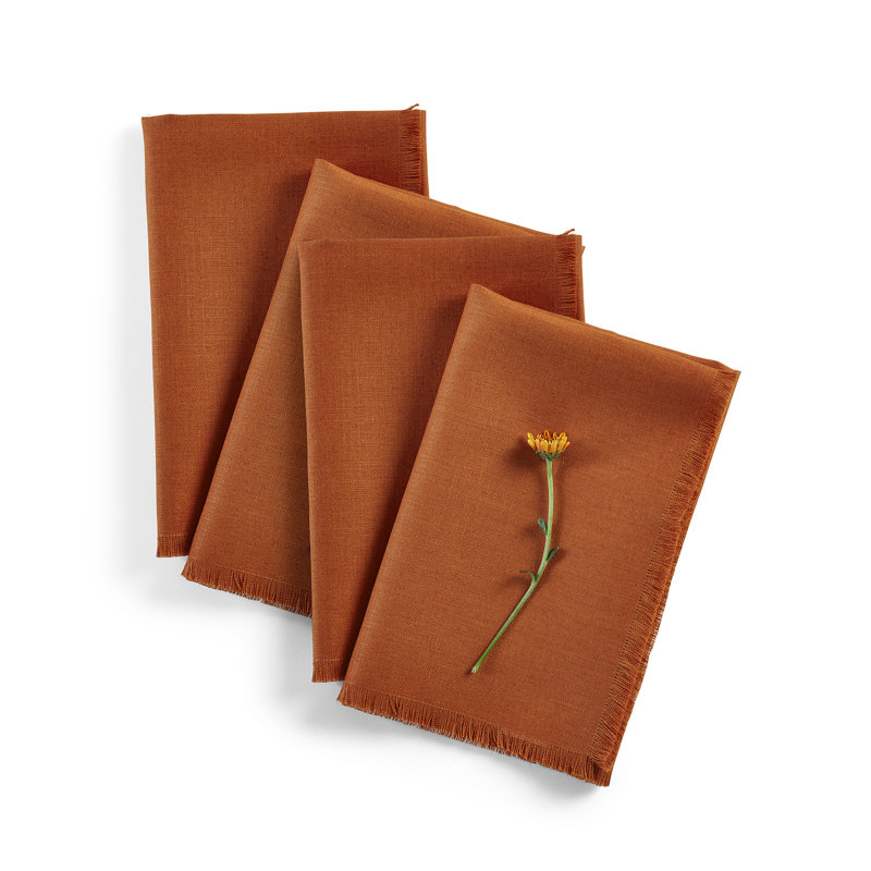 Fringe - 100% Pure Linen Dinner Napkins, Cinnamon