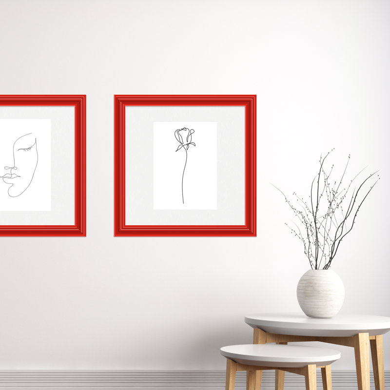 Lilli Wood Beveled Picture Frame with Mat, Red, 12" x 18", 18" x 24"