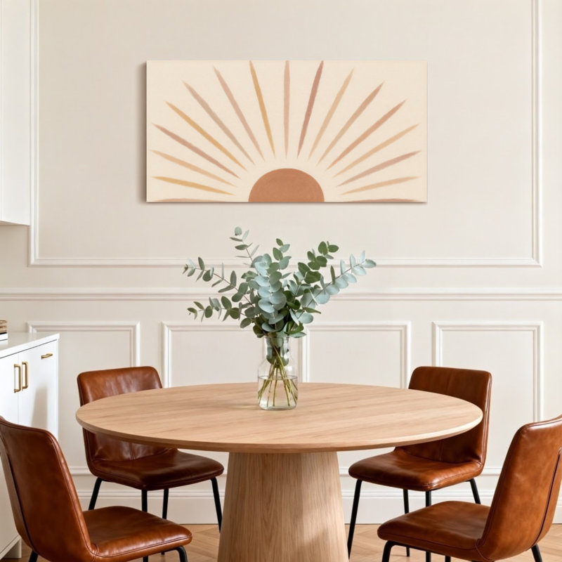 Motif Sunburst tendance avec des tons chauds et des lignes rayonnantes, H 16 po x l 32 po