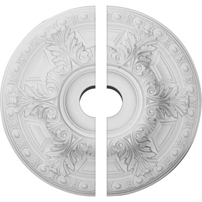 Endurathane Granada Ceiling Medallion, 23 1/2"OD x 3 1/2"ID x 2 3/4"P (Fits Canopies up to 7 1/8"), Two Piece, Factory Primed