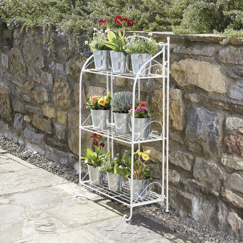California Metal Plant Stand, Cream