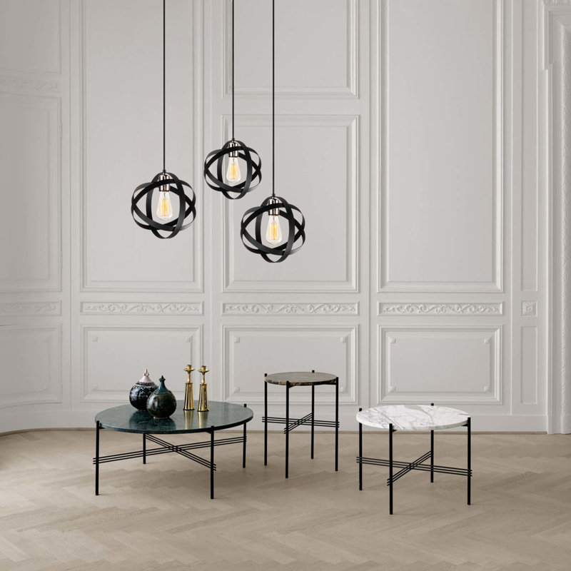 Lustre industriel moderne, finition noire, 20,9 po de diamètre x 39,4 po de hauteur | Hauteur réglable, corps en fer, 3 x E27 Max 40W | Comprend les instructions d'installation | Parfait pour la décoration de la salle à manger et de l'espace de vie