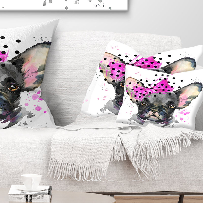 Coussin lombaire en aquarelle bouledogue french animal