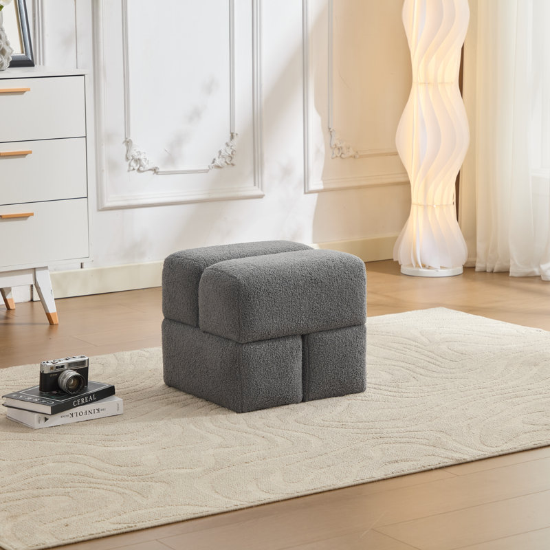 Repose-pieds en sherpa de 18,5 po Robertas, Gris