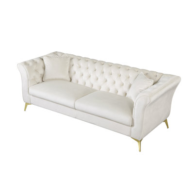 Ganyn 87" Velvet Rolled Arm Chesterfield Sofa
