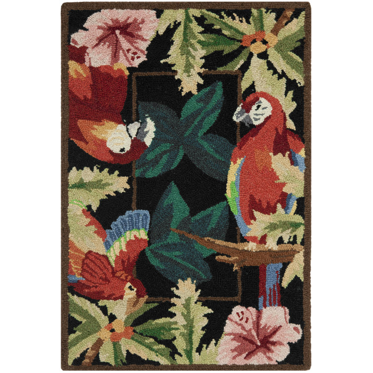 Hogle Hand Hooked Wool Floral Rug