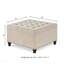 Grand repose-pieds carré avec rangement, capitonné avec pieds en bois - beige-130176584