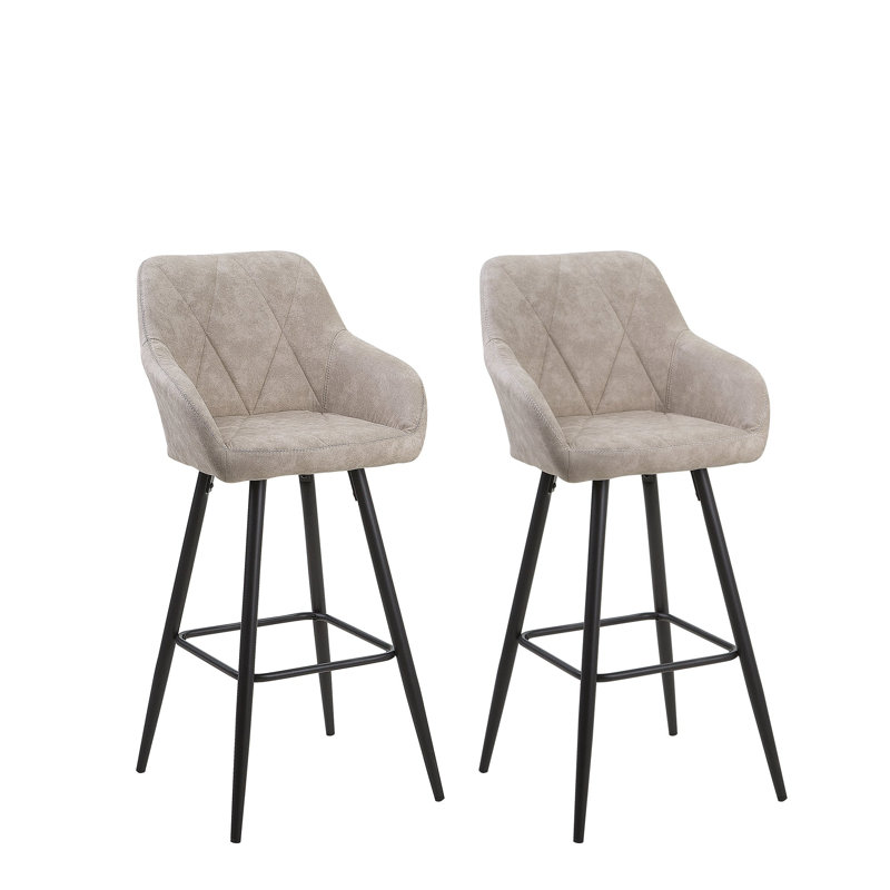 Maxman Upholstered Counter Stool with Metal Frame, Beige