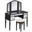 Ensemble de coiffeuse 43 "avec tiroirs en miroir et tabouret, miroir à trois volets, ensemble de coiffeuse de maquillage pour chambre à coucher