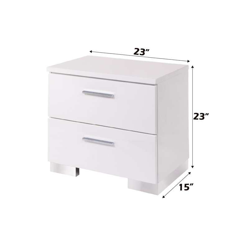 Modern White Nightstand With Legs - Spacious Bedroom Console Unit Drawers Versatile Accent Piece