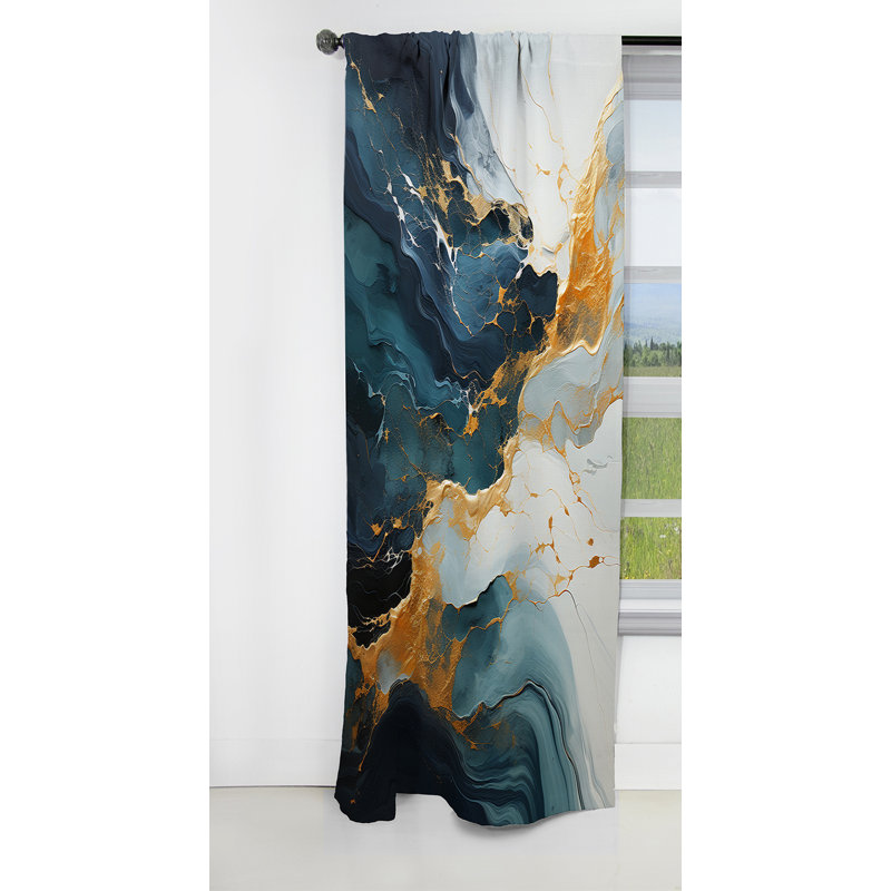 Buariki - Peinture abstraite rideau occultant - 1 panneaux, L 52 po x L 84 po